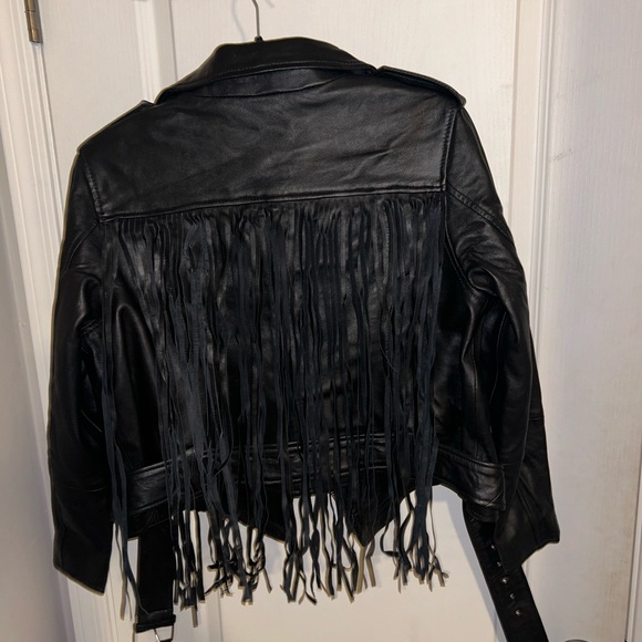 Nasty Gal Real Leather Fringe Moto Jacket - Picture 3 of 4